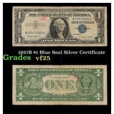 1957B $1 Blue Seal Silver Certificate Grades vf+