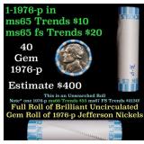 BU Shotgun Jefferson 5c roll, 1976-p 40 pcs Bank $