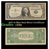 1957 $1 Blue Seal Silver Certificate Grades vf++