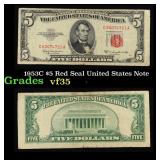 1953C $5 Red Seal United States Note Grades vf++
