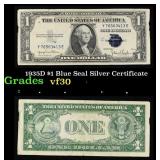 1935D $1 Blue Seal Silver Certificate Grades vf++