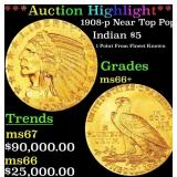 *Highlight* 1908-p Gold Indian Half Eagle Near Top