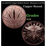 1oz .999 Fine Copper Bullion Round - Marijuana Lea