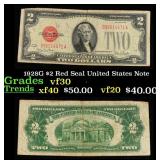 1928G $2 Red Seal United States Note Grades vf++
