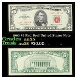 1963 $5 Red Seal United States Note Grades Choice