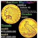 *Highlight* 1909-s Gold Indian Half Eagle $5 Choic