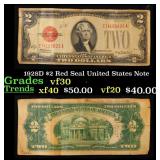 1928D $2 Red Seal United States Note Grades vf++