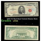 1963 $5 Red Seal United States Note Grades vf++