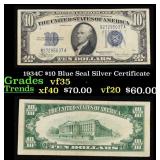1934C $10 Blue Seal Silver Certificate Grades vf++