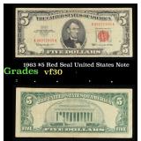 1963 $5 Red Seal United States Note Grades vf++