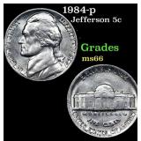 1984-p Jefferson Nickel 5c Grades GEM+ Unc