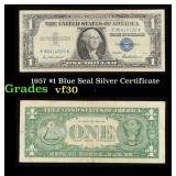 1957 $1 Blue Seal Silver Certificate Grades vf++