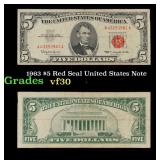 1963 $5 Red Seal United States Note Grades vf++