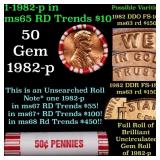 BU Shotgun Lincoln 1c roll, 1982-p 50 pcs Bank Wra