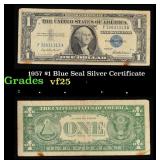 1957 $1 Blue Seal Silver Certificate Grades vf+