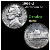 1964-d Jefferson Nickel 5c Grades GEM+ Unc