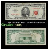 1963 $5 Red Seal United States Note Grades vf++