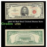 1963 $5 Red Seal United States Note Grades vf++
