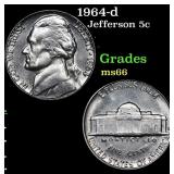 1964-d Jefferson Nickel 5c Grades GEM+ Unc