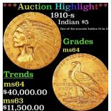 *Highlight* 1910-s Gold Indian Half Eagle $5 Choic