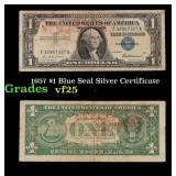 1957 $1 Blue Seal Silver Certificate Grades vf+