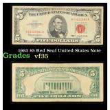1963 $5 Red Seal United States Note Grades vf++