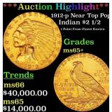 *Highlight* 1912-p Gold Indian Quarter Eagle Near
