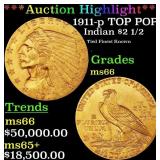 *Highlight* 1911-p Gold Indian Quarter Eagle TOP P