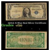 1935A $1 Blue Seal Silver Certificate Grades vf, v