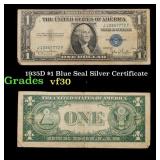 1935D $1 Blue Seal Silver Certificate Grades vf++