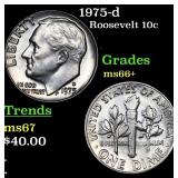 1975-d Roosevelt Dime 10c Grades GEM++ Unc