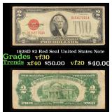1928D $2 Red Seal United States Note Grades vf++