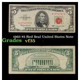1963 $5 Red Seal United States Note Grades vf++