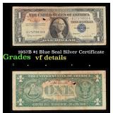 1957B $1 Blue Seal Silver Certificate Grades vf de