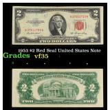 1953 $2 Red Seal United States Note Grades vf++