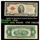 1928F $2 Red Seal United States Note Grades vf++