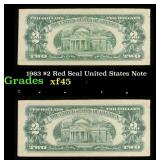 1963 $2 Red Seal United States Note Grades xf+