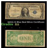 1935A $1 Blue Seal Silver Certificate Grades f+