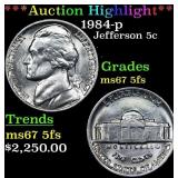 *Highlight* 1984-p Jefferson Nickel 5c GEM++ 5fs U