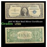 1957 $1 Blue Seal Silver Certificate Grades vf, ve