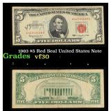 1963 $5 Red Seal United States Note Grades vf++