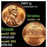 1967-p Lincoln Cent 1c Grades GEM++ RD