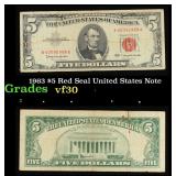 1963 $5 Red Seal United States Note Grades vf++