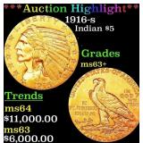 *Highlight* 1916-s Gold Indian Half Eagle $5 Selec