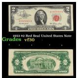 1953 $2 Red Seal United States Note Grades vf++