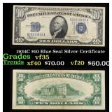 1934C $10 Blue Seal Silver Certificate Grades vf++