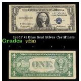 1935F $1 Blue Seal Silver Certificate Grades vf++