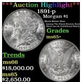 *Highlight* 1891-p Morgan Dollar $1 ms65+ SEGS (fc