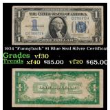 1934 $1 Blue Seal Silver Certificate Grades vf++