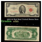 1953 $2 Red Seal United States Note Grades vf+